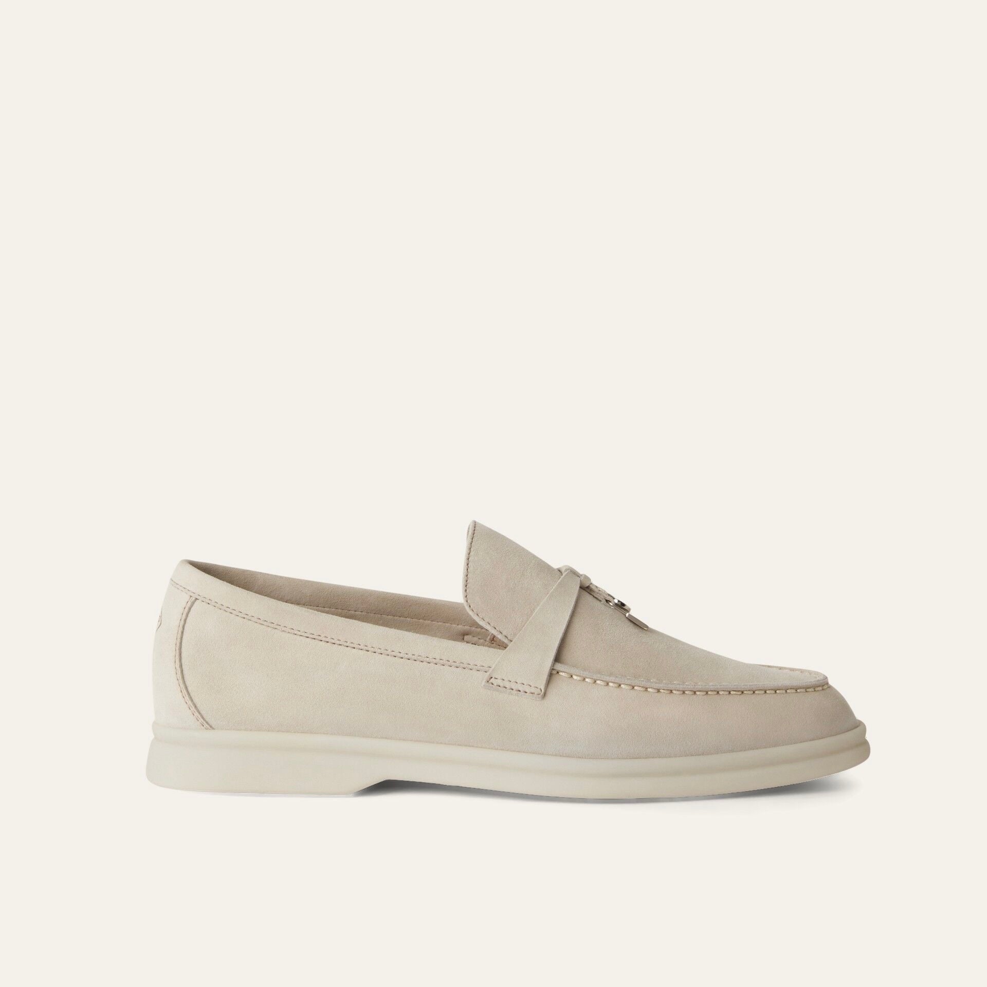 2FE973D4-49C4-49D8-AA3A-491FE8DD99AA.jpg Loro piana Summer Charms Walk Loafer 'Powder Pearl' - Image 1