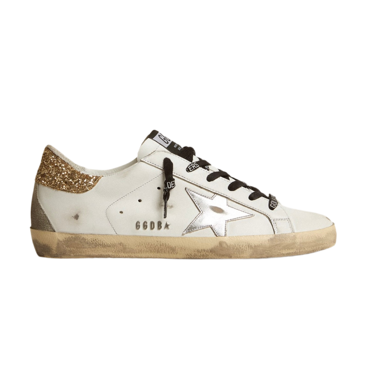 612A63D4-53E2-4760-B09C-FC425CE720CF.png Golden Goose white leather Super-Star with glittery heel tab(Women's) - Image 1