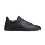 ZEGNA BLACK DEERSKIN TRIPLE STITCH™ SNEAKERS Black