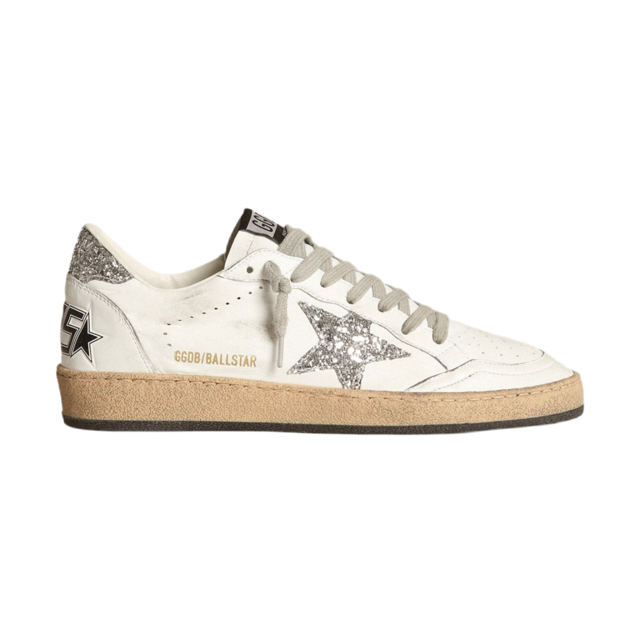 7ED05BF1-B32C-4182-9B66-B2896C4B2AB0.png Golden Goose Ball Star in nappa with white star and glitter heel tab(Women's) - Image 1
