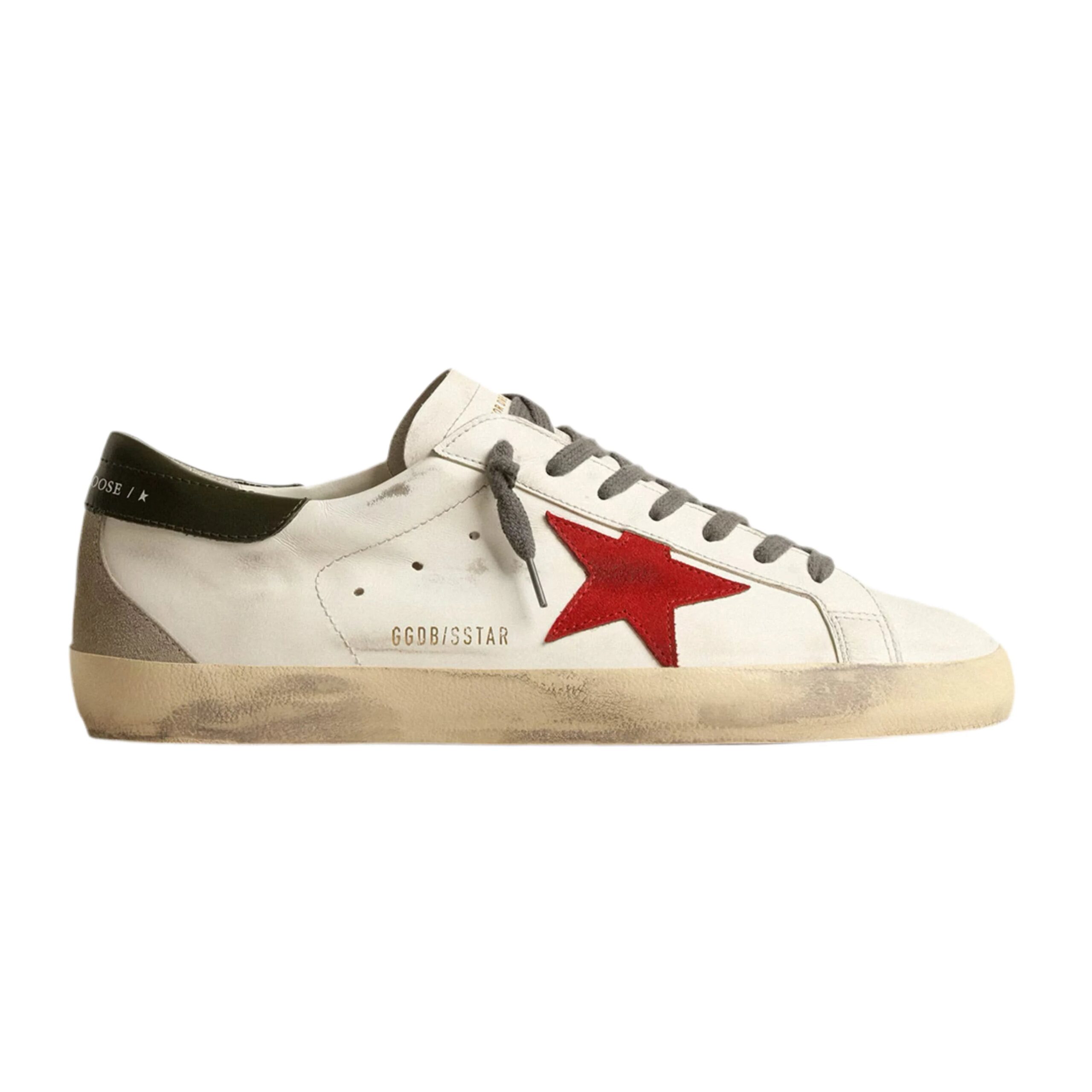 8012CAC7-3C88-409D-8C49-BB054652BAF4.jpg Golden Goose Super-Star with red suede star and green leather heel tab(Men's) - Image 1