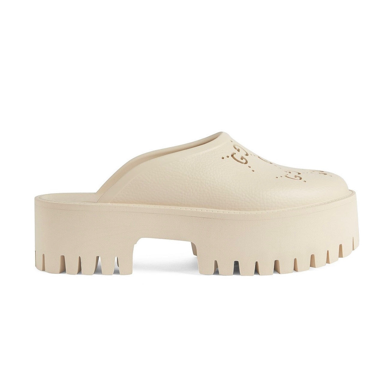 A9AEBB04-97FD-406C-9972-6BAD5DF7B6F3.jpg Gucci Platform Perforated G Sandal 'White Rubber' - Image 1