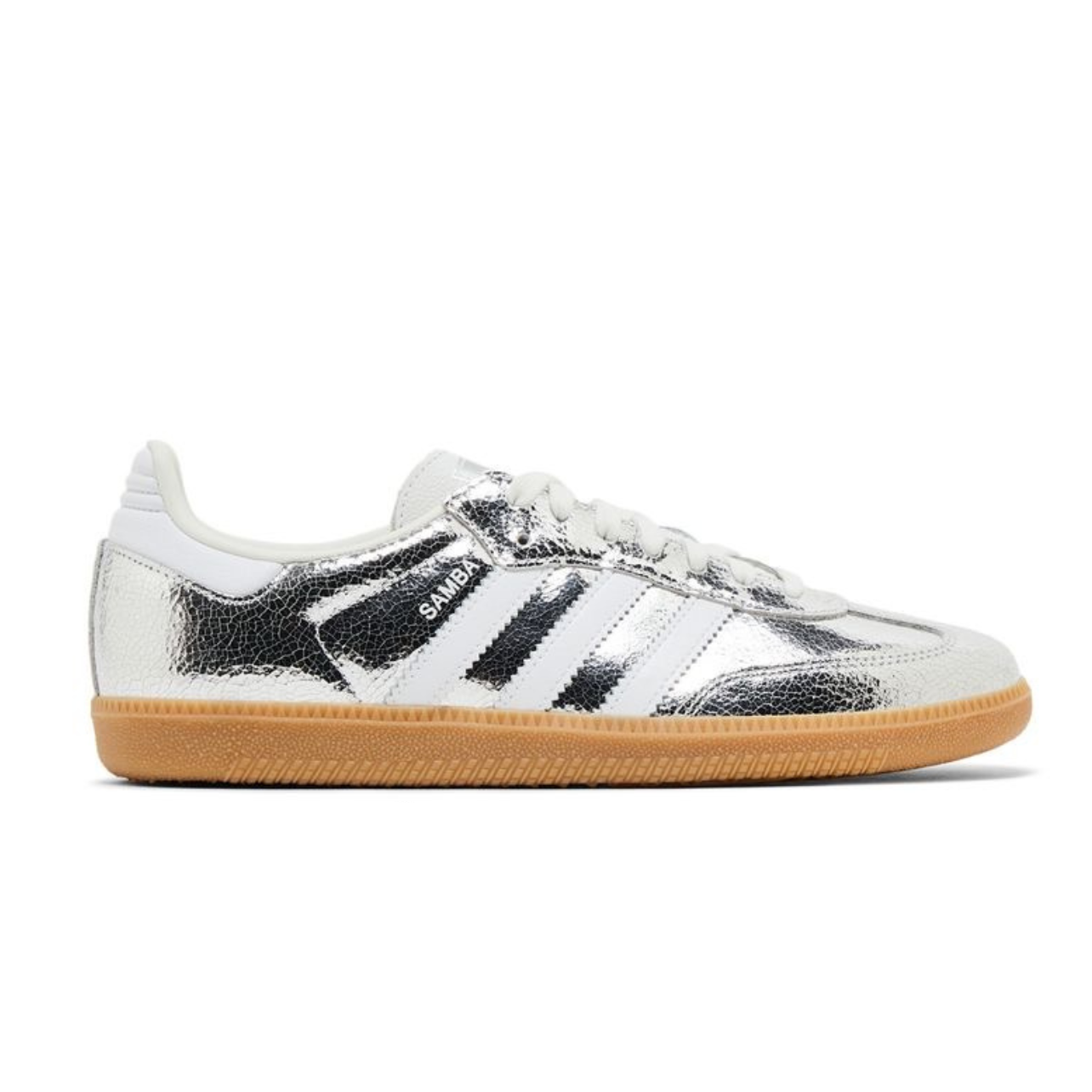 B77C67EF-B520-4739-8CA9-FC3BDD3CE364.png Adidas Samba OG - Silver Metallic Cracked Leather - Image 1