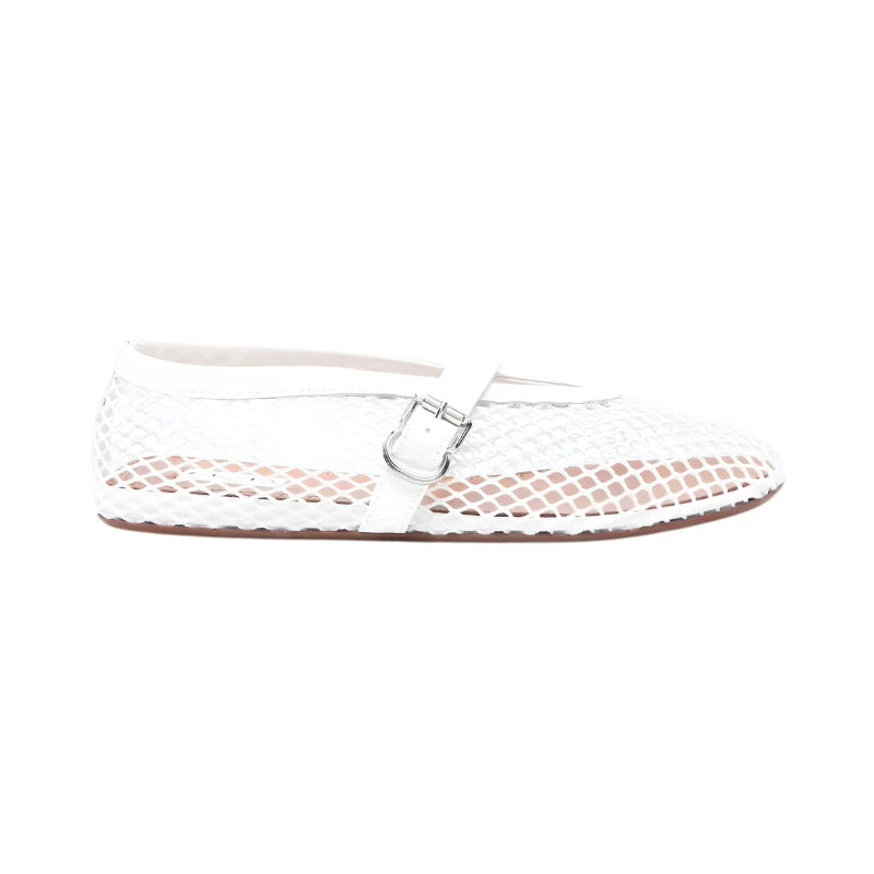 BE8CCBE8-10E8-416C-A459-F5CC9E5F905D.jpg Alaïa Buckle Ballet Flats | White (Copy) - Image 1