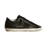 Golden Goose Super-Star in black nappa with black star and glitter heel tab(Women's)